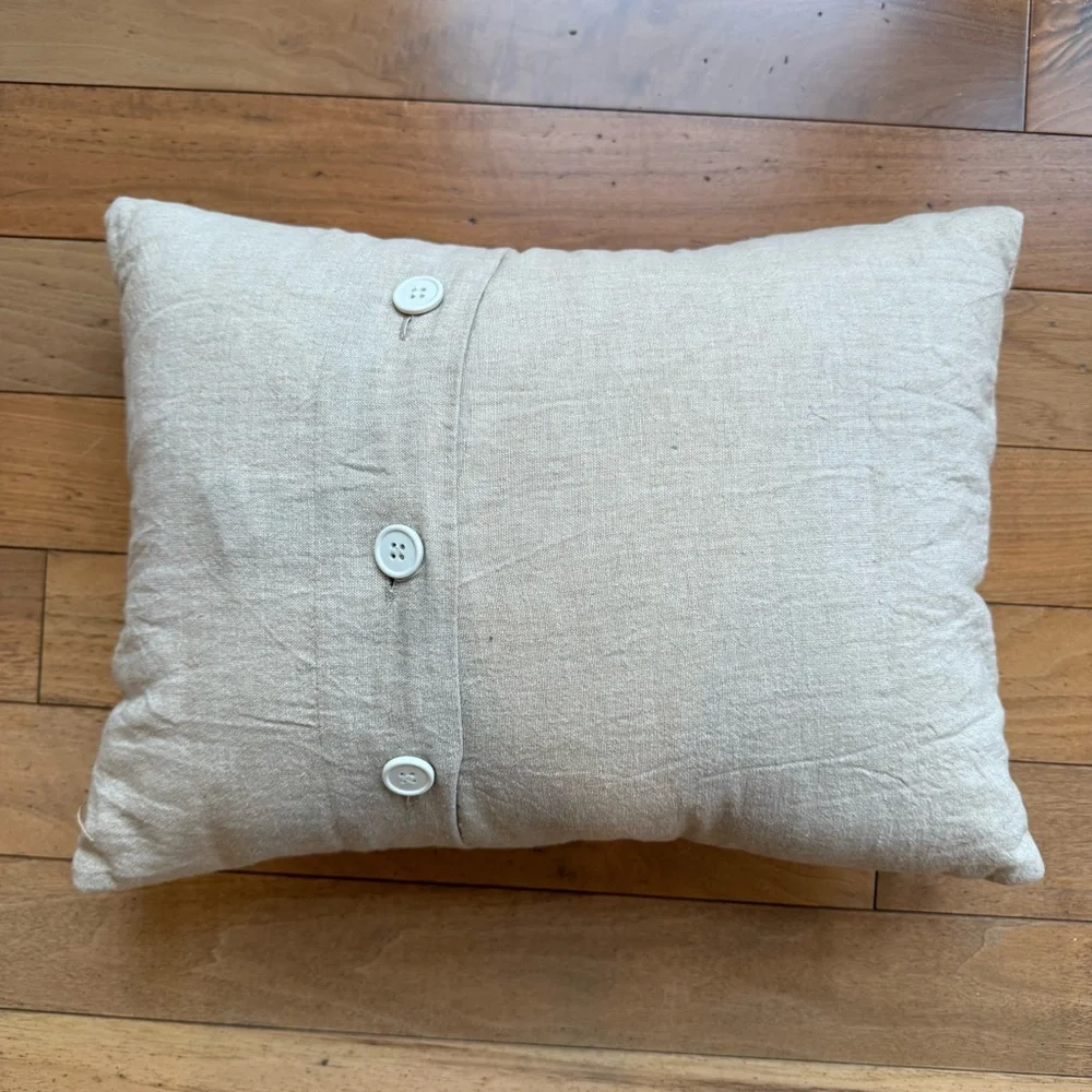Decorative Bless This House Crewel Throw Pillow Accent Embroidered 15.5”‎ x 12